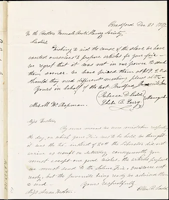 Letter from Rebecca Ledd and Phebe B. Perry, Bradford, [Massachusetts], to Maria Weston Chapman, 1837 December 20