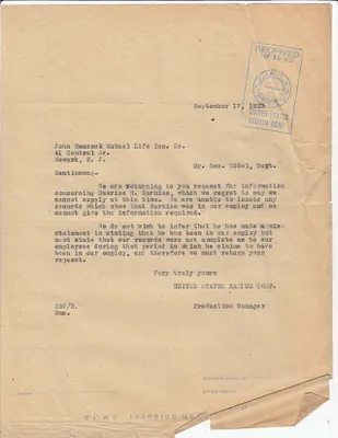 Letters Received to Geo. Eidel, September 17, 1923
