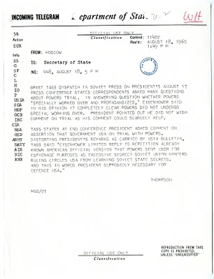 Telegram from American Embassy in Moscow to Secretary of State on Francis Gary Powers Trial