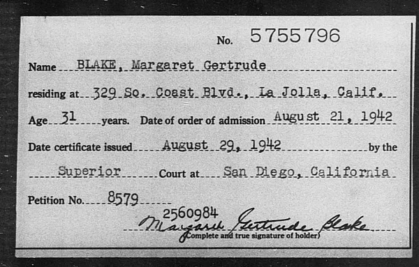 Blake, Margaret Gertrude - 1942