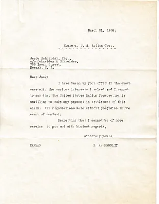 Letters Sent to Jacob Schneider, March 21, 1931