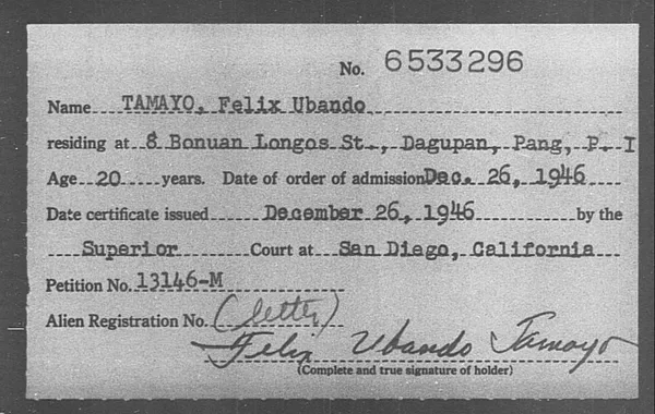 Tamayo, Felix Ubando - 1946