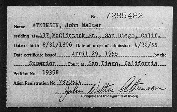 Atkinson, John Walter - 1955
