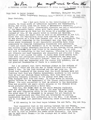 Letter from Ambassador Claude Bowers to President Harry S. Truman