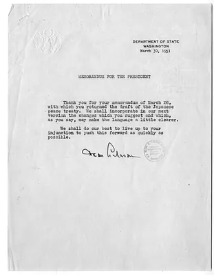 Correspondence Between President Harry S. Truman and Secretary of State Dean Acheson