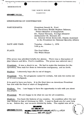 October 1, 1974 - Ford, Bangladesh Prime Minister Rahman