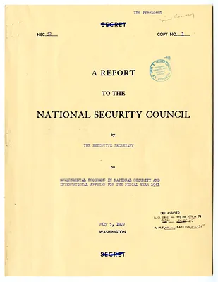 National Security Council Report 52, Report to the National Security Council by the Executive Secretary on Governmental Programs in National Security and International Affairs for the Fiscal Year 1951