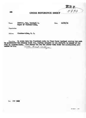 Cross Reference Memorandum