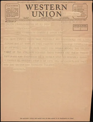 Gardner [Jackson] telegram to Aldino Felicani, Washington, D. C., August 23, 1934