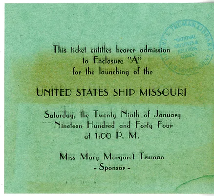 Invitation from the Commandant of the New York Navy Yard to Mrs. D. W. Wallace