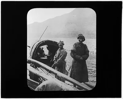 Two people on a boat