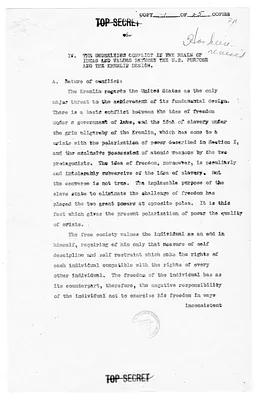 Fragment of Report, The Underlying Conflict in the Realm of Ideas and Values Between the United States Purpose and the Kremlin Design