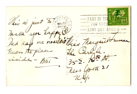 Postcard from Bess W. Truman to Margaret Truman