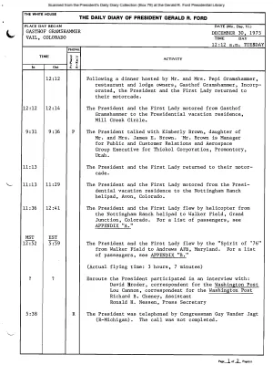 President Gerald R. Ford's Daily Diary, December 30, 1975