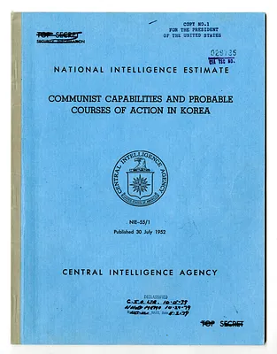 Central intelligence Agency, National Intelligence Estimate 55/1, Communist Capabilities and Probable Courses of Action in Korea