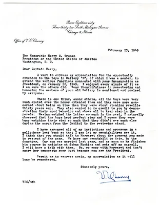 Correspondence Between Harry S. Truman and Verne E. Chaney