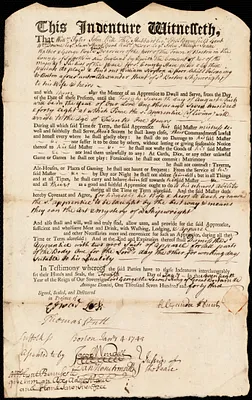 William Norton indentured to apprentice with Alexander Hunt of Boston, 4 January 1743