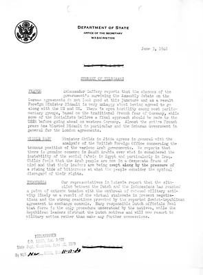 Memorandum, State Department Summary of Telegrams