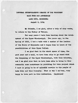 Informal extemporaneous Remarks of the President made from his automobile in Lake City, Minnisota