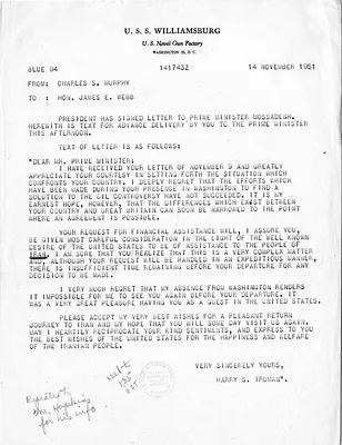 Message from Charles S. Murphy to James Webb