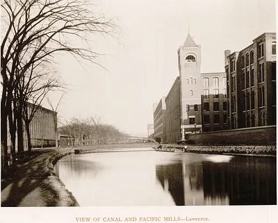 View of Canal and Pacific Mills, Lawrence