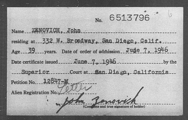 Zenovich, John - 1946