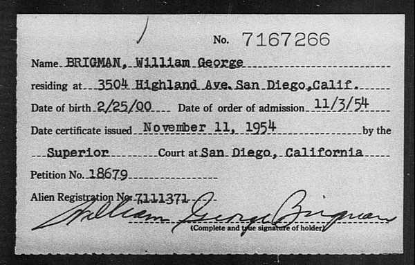 Brigman, William George - 1954