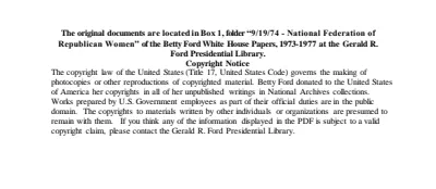 9/19/74 - National Federation of Republican Women