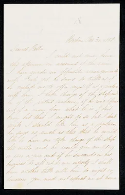 Letter to 'Bella' from 'Willie', Boston, October 30, 1858