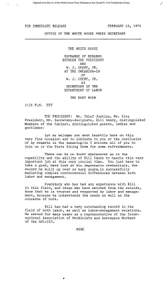 Exchange of Remarks between the President and W. J. Usery, Jr. at the Swearing-in of W. J. Usery, Jr. As Secretary of the Department of Labor [Ford Speech or Statement]