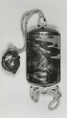 Inro with a Water Buffalo Family by a Winding Stream