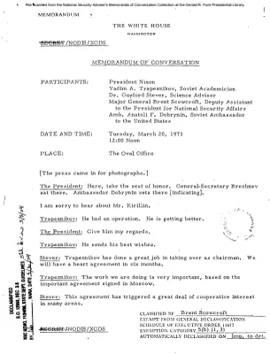 March 20, 1973 - Nixon, NSF Director Guy Stever, Soviet Academician Vadim A. Trapeznikov