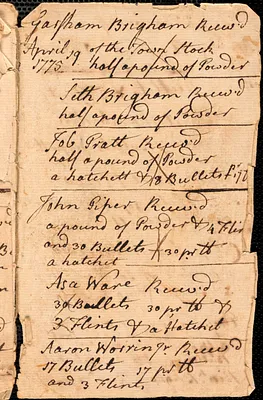 Distribution of Munitions by Selectmen, 1775-1776