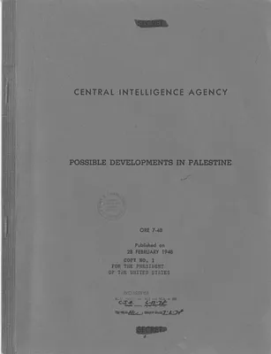 Central Intelligence Agency, Office of Reports and Estimates Report, Number 7-48, Possible Developments in Palestine