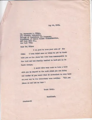 Letters Sent to Dr. Frederick B. Flinn, May 26, 1925