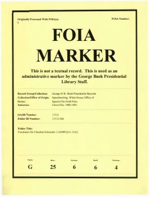 Fundraiser for Claudine Schneider 11/20/89 [OA 3540]