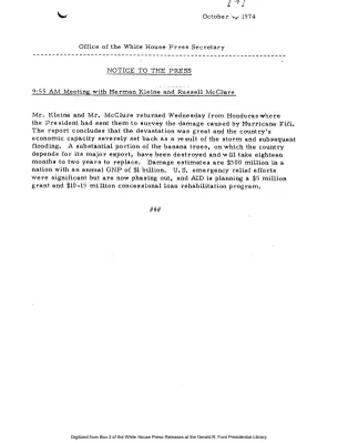 9:55 AM Meeting with Herman Kleine and Russell McClure [Notice to Press]