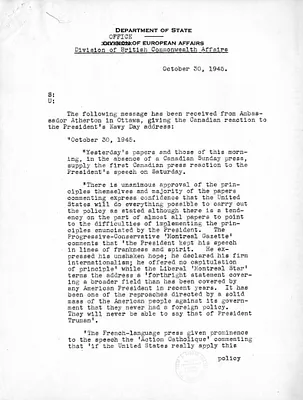 Memorandum from the Department of State