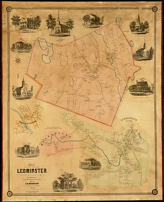 Map of the town of Leominster