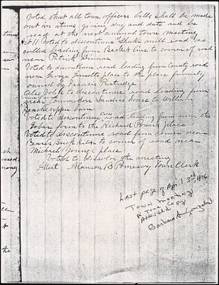 1876 Town Meeting Minutes, Discontinue Roads