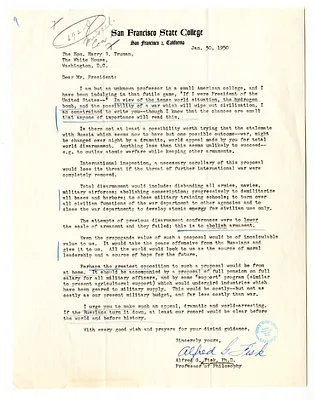 Letter from Alfred Fisk to President Harry S. Truman