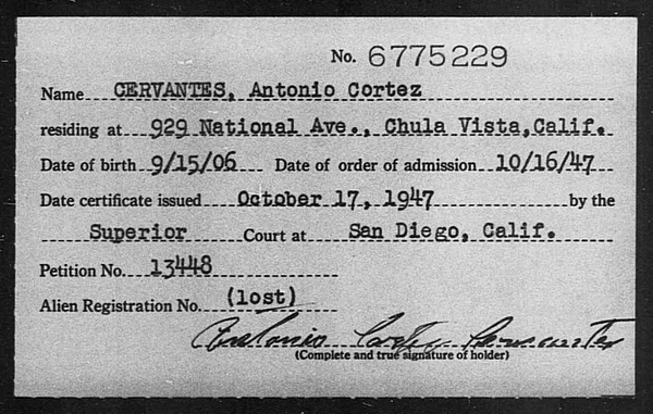 Cervantes, Antonio Cortez - 1947