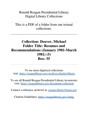 Resumes and Recommendations (January 1981-March 1981) (5)