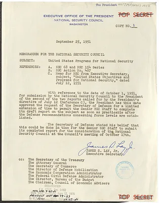 Memorandum from James S. Lay, Jr. to the National Security Council