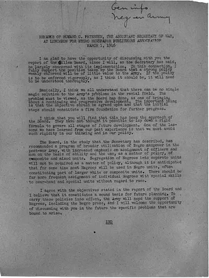 Remarks of Howard C. Petersen, Assistant Secretary of War