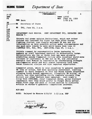Telegram from John Carter Vincent to Secretary of State Dean Acheson