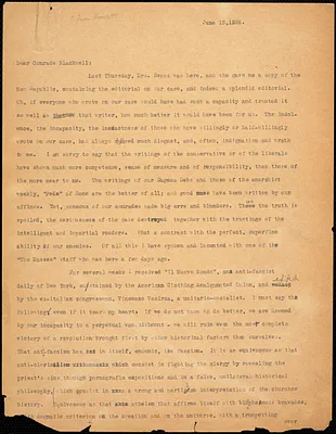 Bartolomeo Vanzetti typed letter (copy) to Alice Stone Blackwell, [Charlestown], 13 June 1926