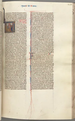 Fol. 205r, Job, historiated initial V, Job on the dungheap given a gold earring by one of his sisters