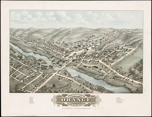Bird's eye view of Orange, Massachusetts