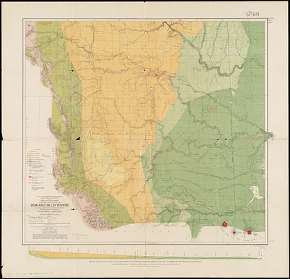 Geological map of the region in the vicinity of the Bow and Belly Rivers